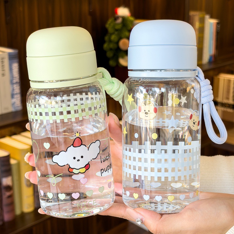 可爱卡通太阳浮雕透明玻璃带把水杯保温瓶280ml details Picture