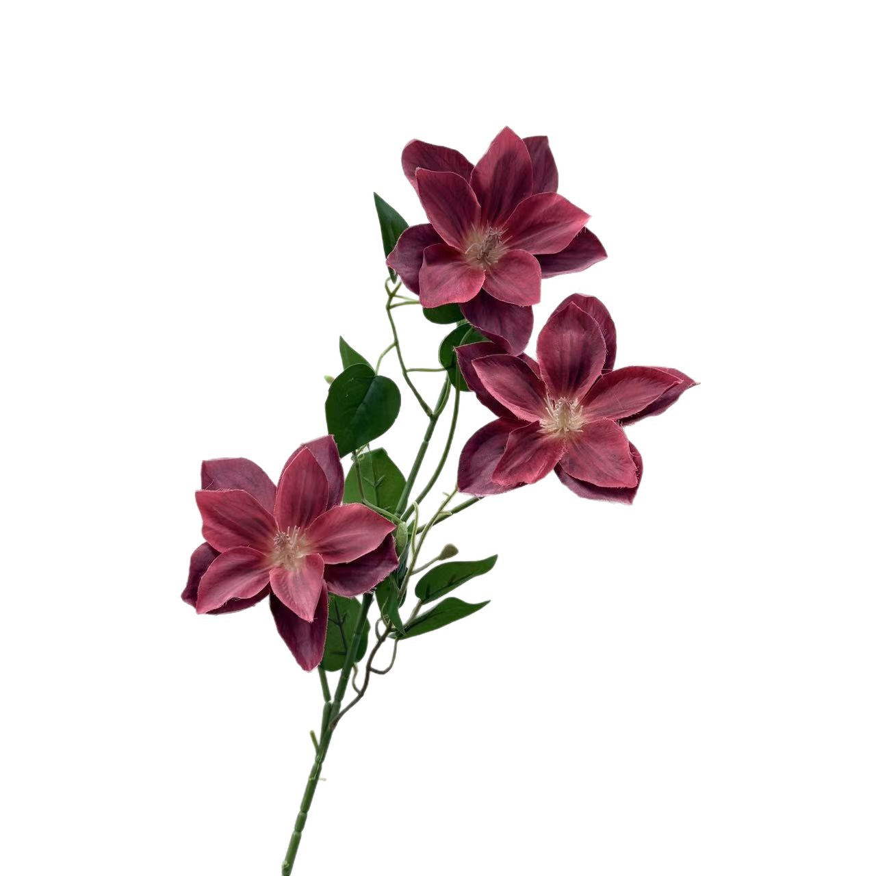 3头仿真铁线莲玉兰仿真花婚庆婚礼软装家居装饰婚礼插花跨境白底实物图