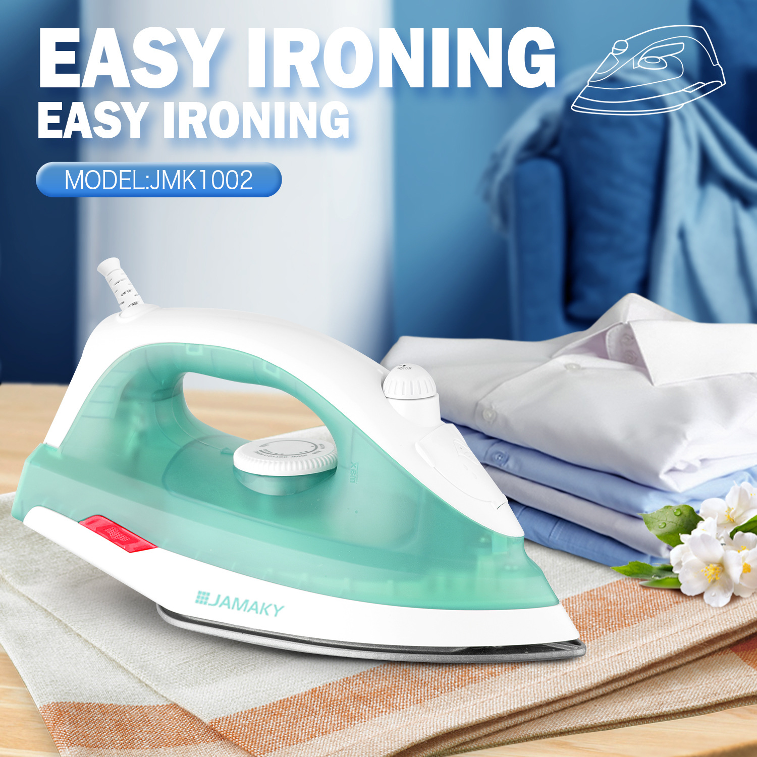 JAMAKY 1200W大功率家用电熨斗强劲蒸汽快速除皱干湿两用熨斗JMK1002产品图