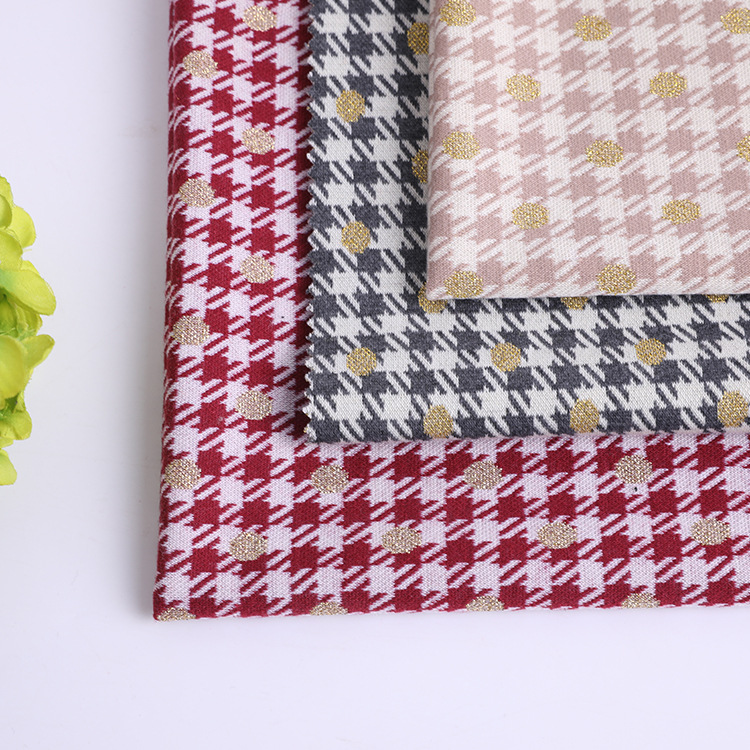 厂家供应色织金银丝千鸟格子布夏季吊带衫连衣裙服装针织面料