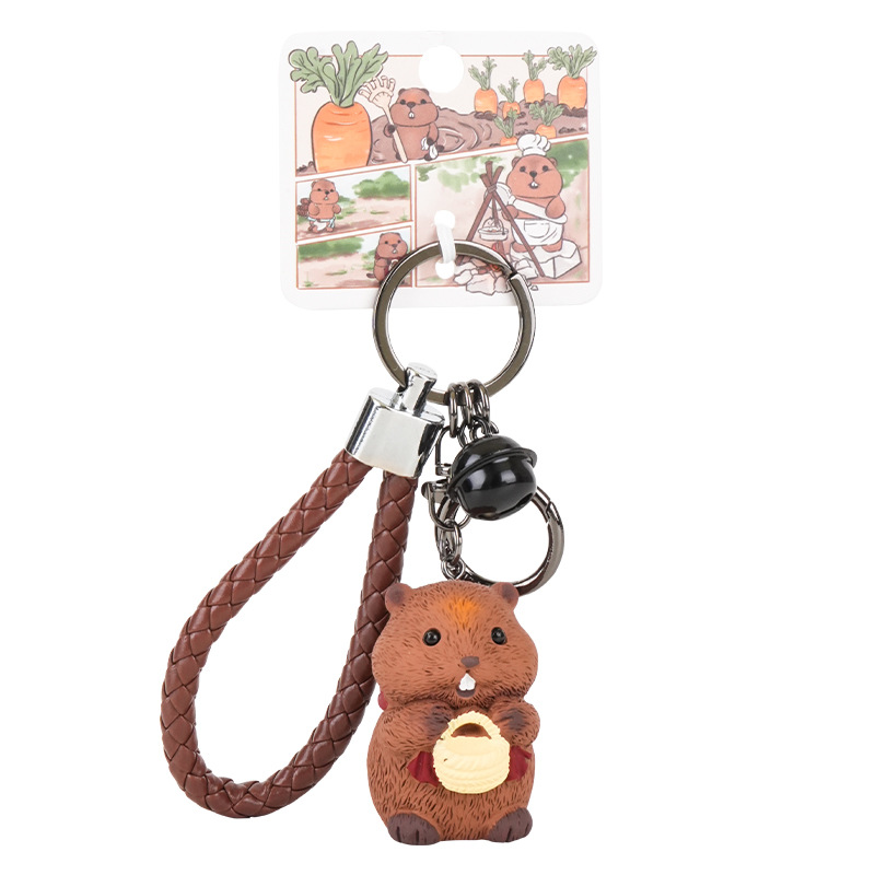 Original marmot keychain, Bai MAO pendant, cute and exquisite resin figurine, men's and women's backpacks, key chain, pendant and gift Item Picture