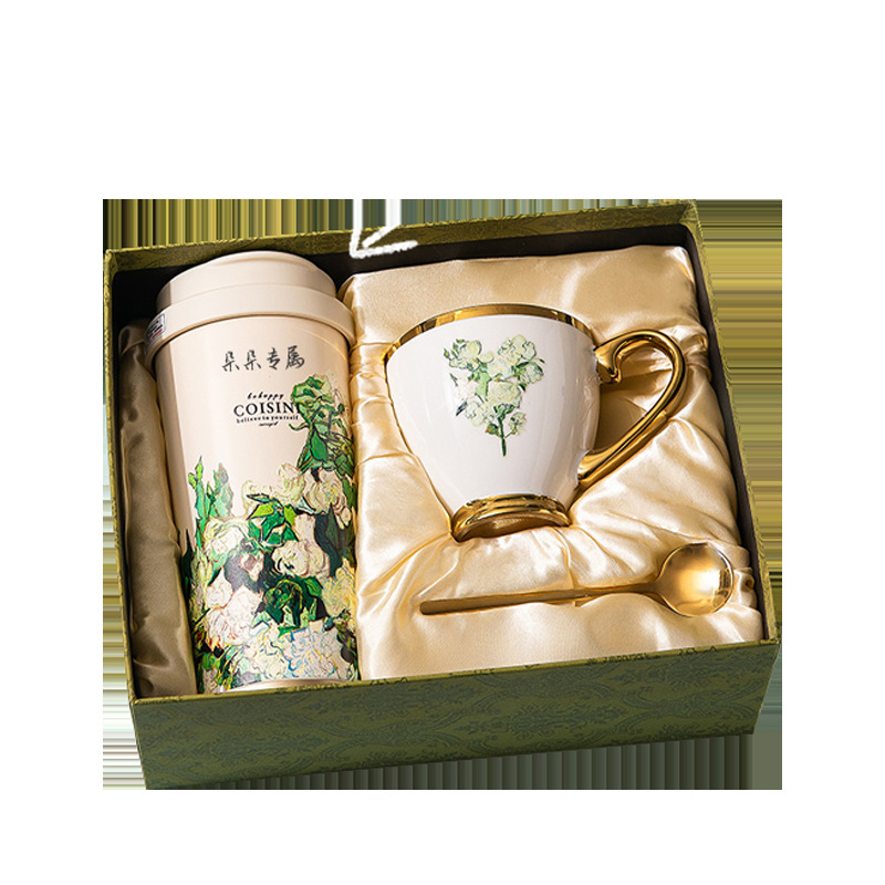 Valentine's Day gifts: Van Gogh artistic coffee cup with high appearance level, Lily of the valley insulated cup with high-end feel, birthday gifts and souvenirs Item Picture