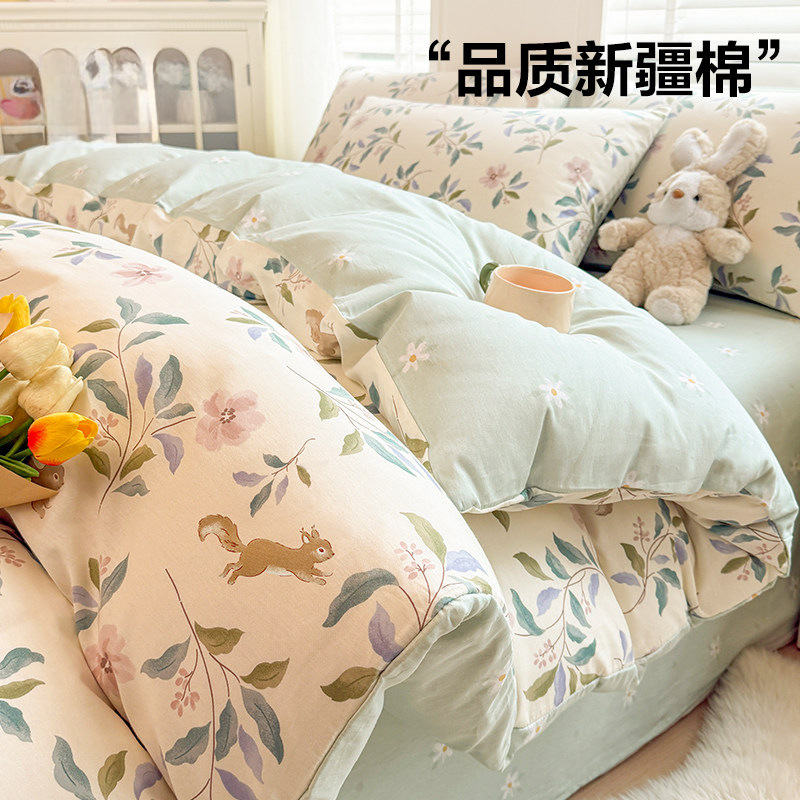 全棉100纯棉四件套被套床上用品2026新款宿舍床单三件套床笠款