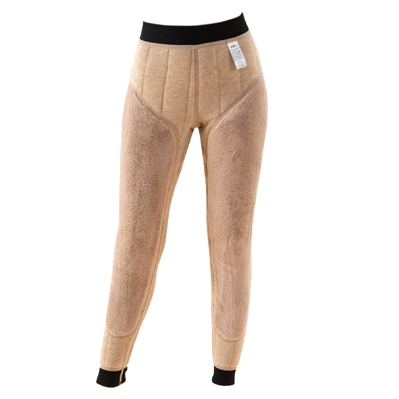 Northeast 100% wool long knee pads cotton pants for men's winter high-waisted thickened mink color Ram warm pants for women Item Picture