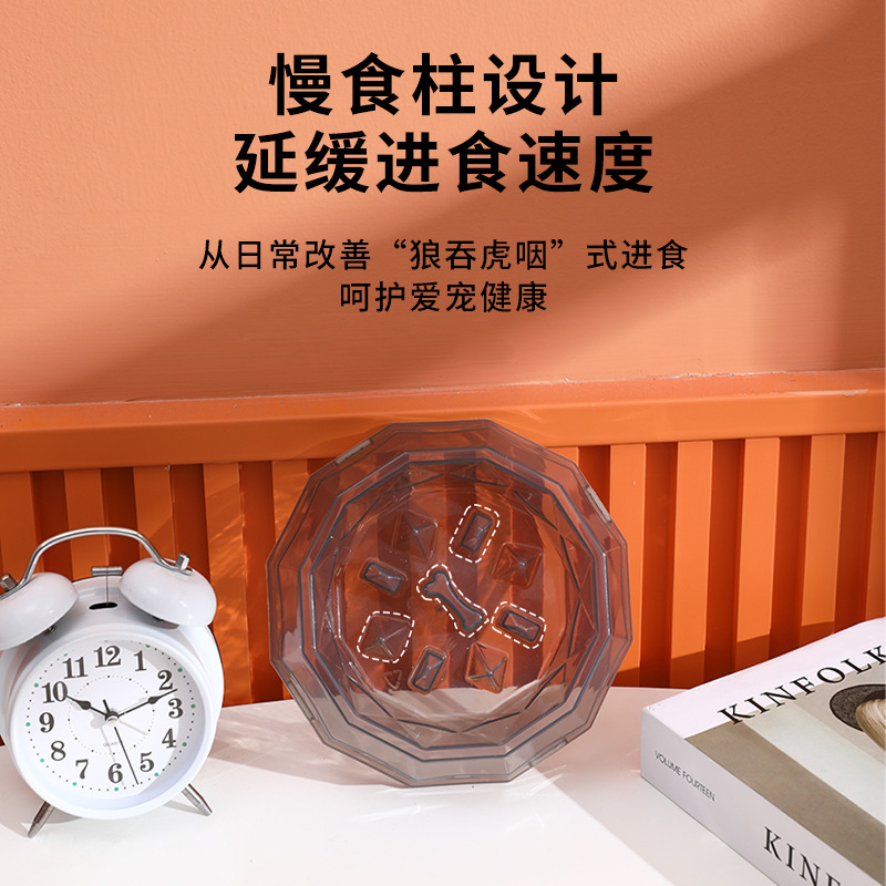 Rongka Pet Cross-border Pet Cat and Dog anti-choking and anti-vomiting slow Food Bowl, multi-color small and medium-sized dog feeder, Diamond bowl Specification image