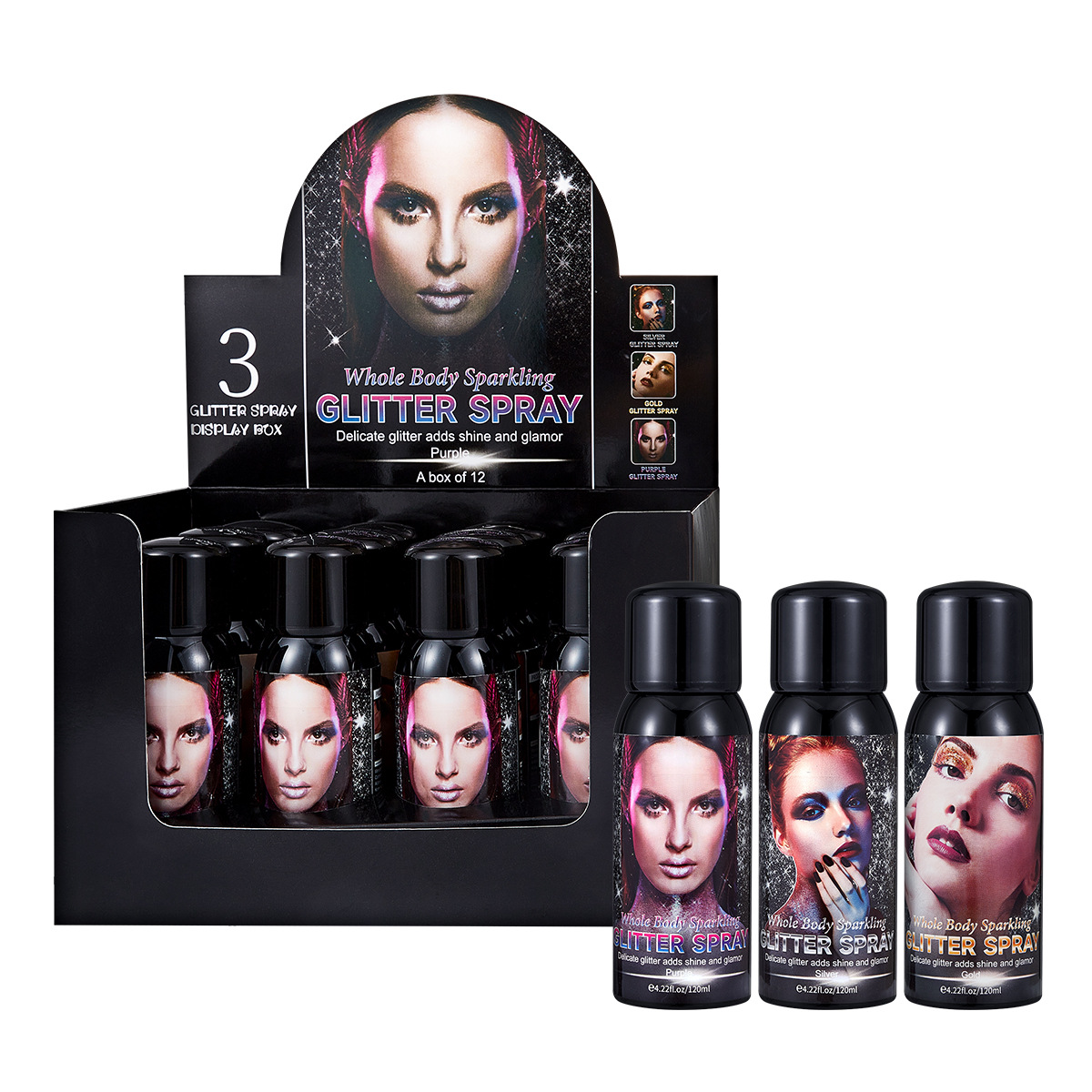 【跨境专供】FORMBO化妆闪粉喷雾高光自然立体持久提亮闪粉批发白底实物图