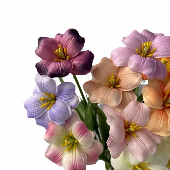 仿真花DIY发饰配件/仿真花/5朵塑膠花/假花/假花批发白底实物图