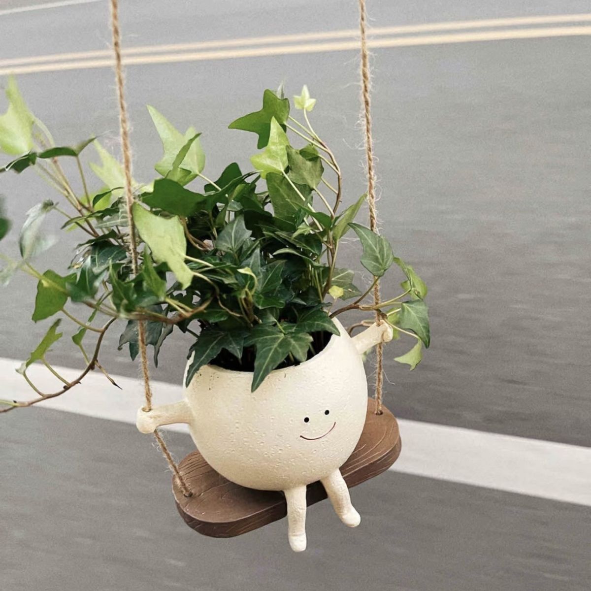 Succulent flowerpots with cute smiling faces, swing flowerpots, personalized decoration, creative hanging hydroponic flowerpots, balcony decoration Specification image