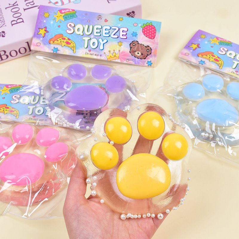 New large-sized round cat paw kneading Fun diy stress-relieving toy with light, extra-large tpr mud feel Item Picture