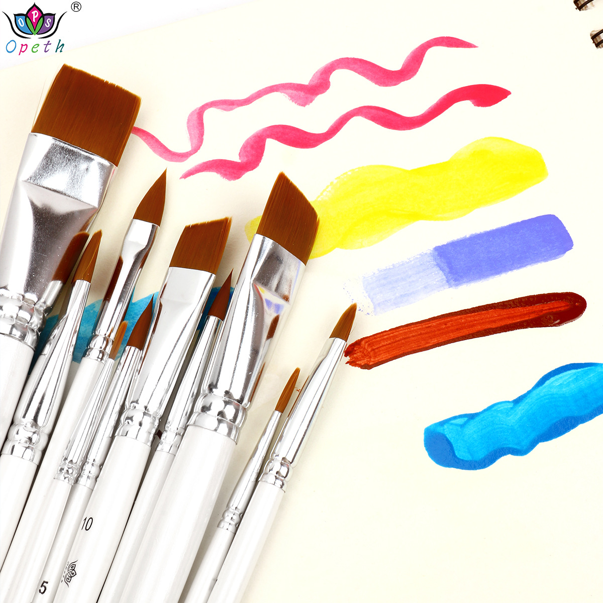 Cross-border 10-piece wooden digital oil painting brush set, art painting outlining brushes, gouache and watercolor brushes, makeup brushes details Picture