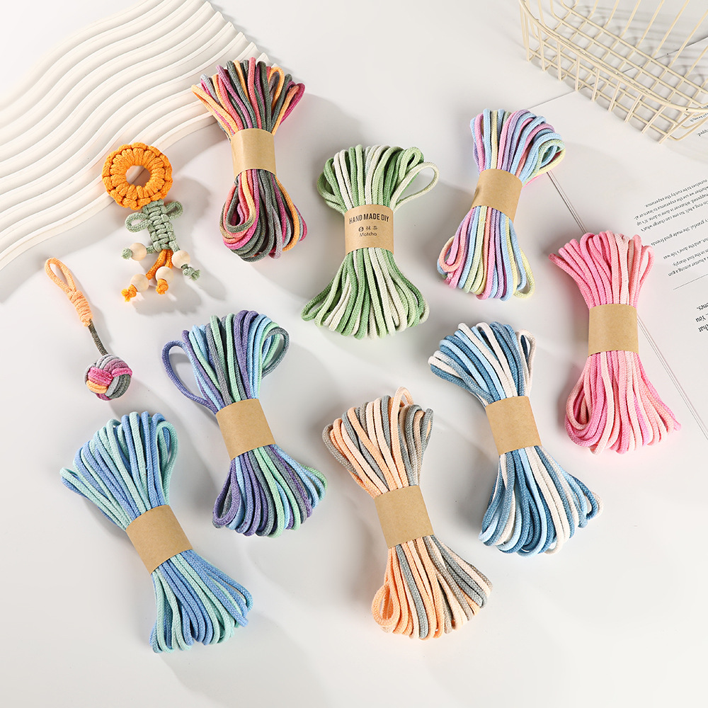 Cross-border best-selling gradient color core rope, gradient color cotton rope diy woven accessory rope, 10-meter separate packaging