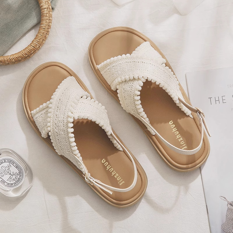 法式小凉鞋女夏季真皮平底百搭不累脚外穿2025新款配裙子女鞋详情2