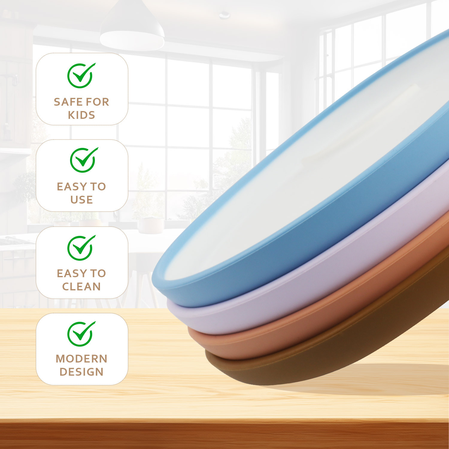 Fashionable two-color silicone dinner plates, children's snack plates and bowls, home cross-border e-commerce special tableware for babies to eat Specification drawing