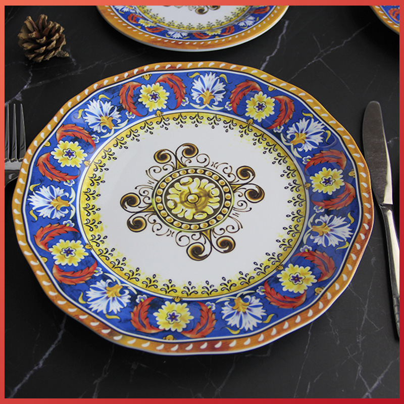 Middle Eastern melamine tableware, Arab-style melamine bowl, plate and tableware sets, customized plates, bowls and cup covers for export Specification image