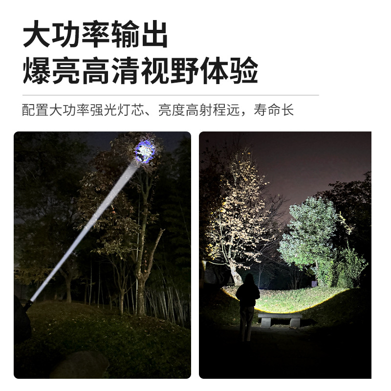 A cross-border best-selling Pailide high-intensity flashlight with a fluorescent strip, telescopic zoom, and an aluminum alloy long-range white laser flashlight Specification image