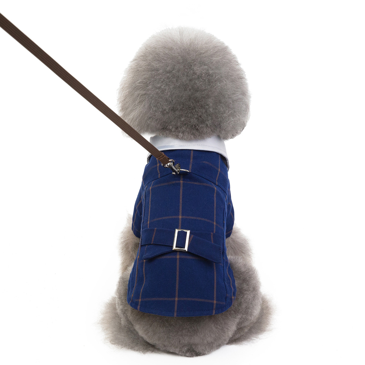 Otoño e invierno ropa de mascotas perro traje a cuadros cordón de arrastre colgante bipie inglés gran perro cross-border hot sale details Picture