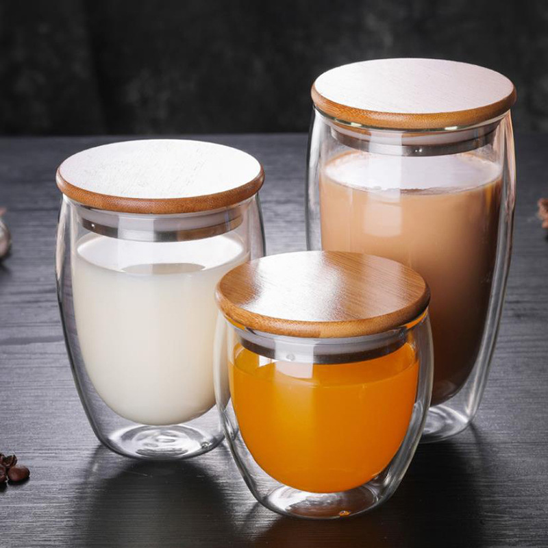 家用高硼硅玻璃咖啡杯水杯果汁杯牛奶杯子 双层透明玻璃蛋形杯