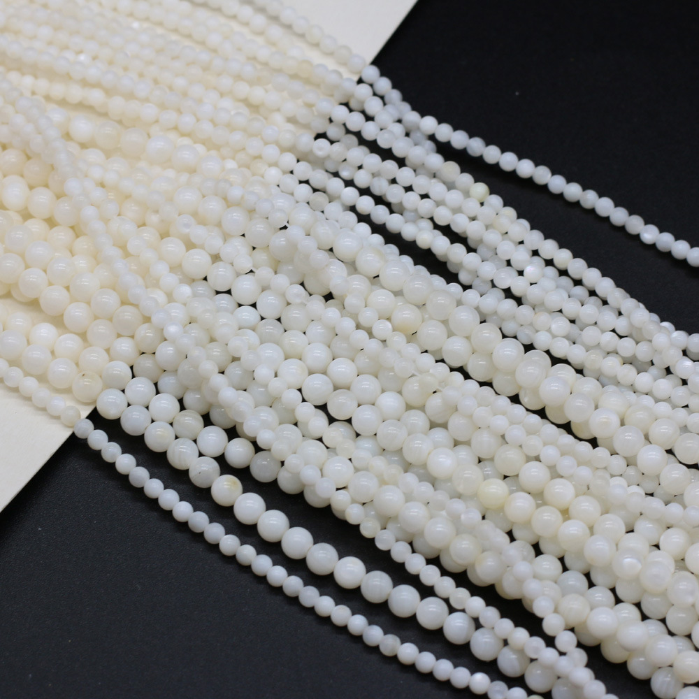 Exquisite natural freshwater round white shell beaded DIY jewelry accessories, handcrafted semi-finished jewelry production and wholesale details Picture