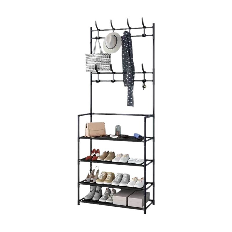 Multi-layer household floor-standing integrated shoe rack, coat and hat integrated rack, shoe house door, entrance hall, simple shoe and clothing multi-functional rack Item Picture