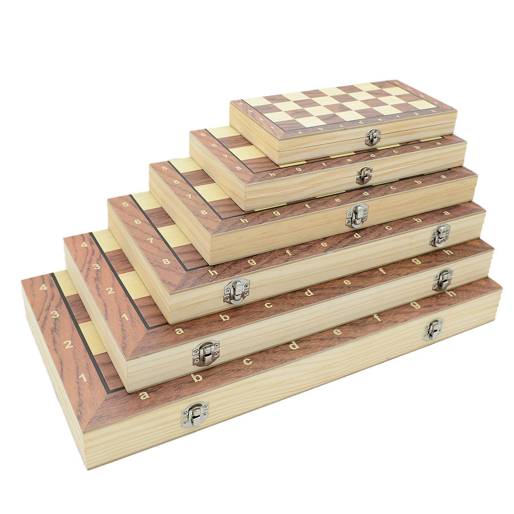 Three-in-one wooden magnetic chess checkers and Western chess foldable board game toy with magnetic attraction details Picture