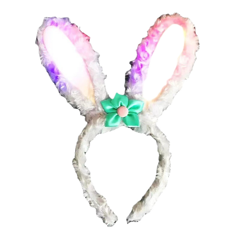 Headwear with lights, glowing stars, Delu rabbit ears, hairbands, cute girls, plush headbands for washing faces, children's glittering toys Item Picture