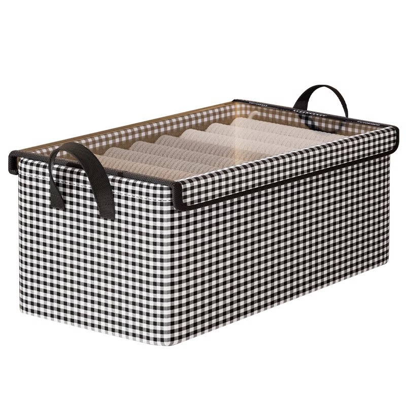 Clothing storage box, household steel frame storage box, wardrobe layer organization box, fabric folding storage basket for clothes and trousers Item Picture
