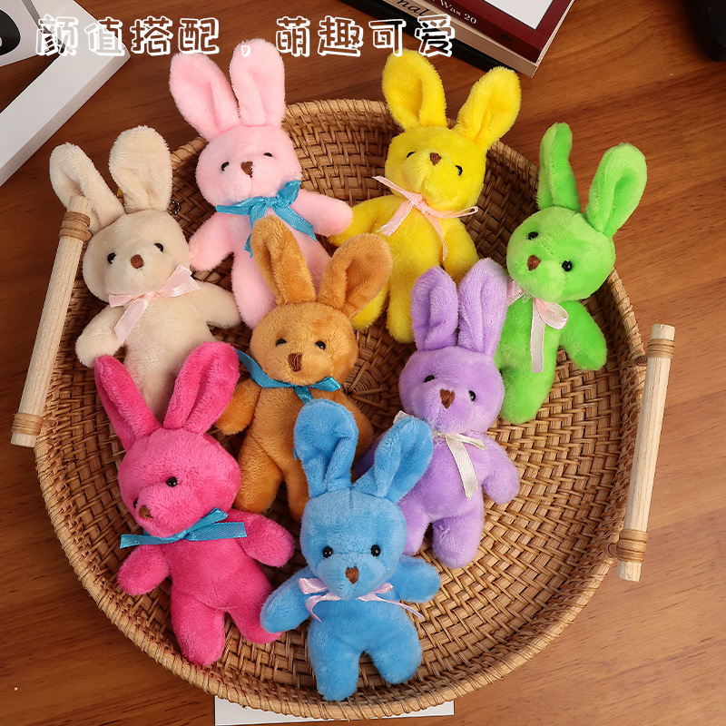 跨境专供爆款领结兔子挂件装饰包包可爱小兔子毛绒挂饰小玩偶包挂