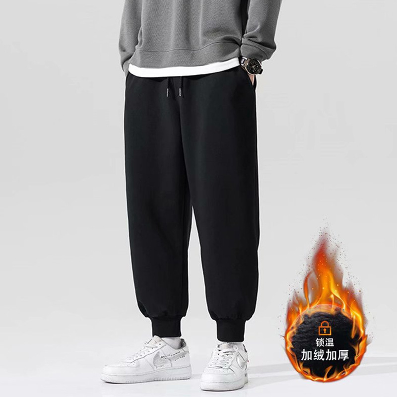 Men's fleece pants for autumn and winter, new Korean-style plus-size one-piece consignment, trendy grey tapered casual sweatpants Specification drawing