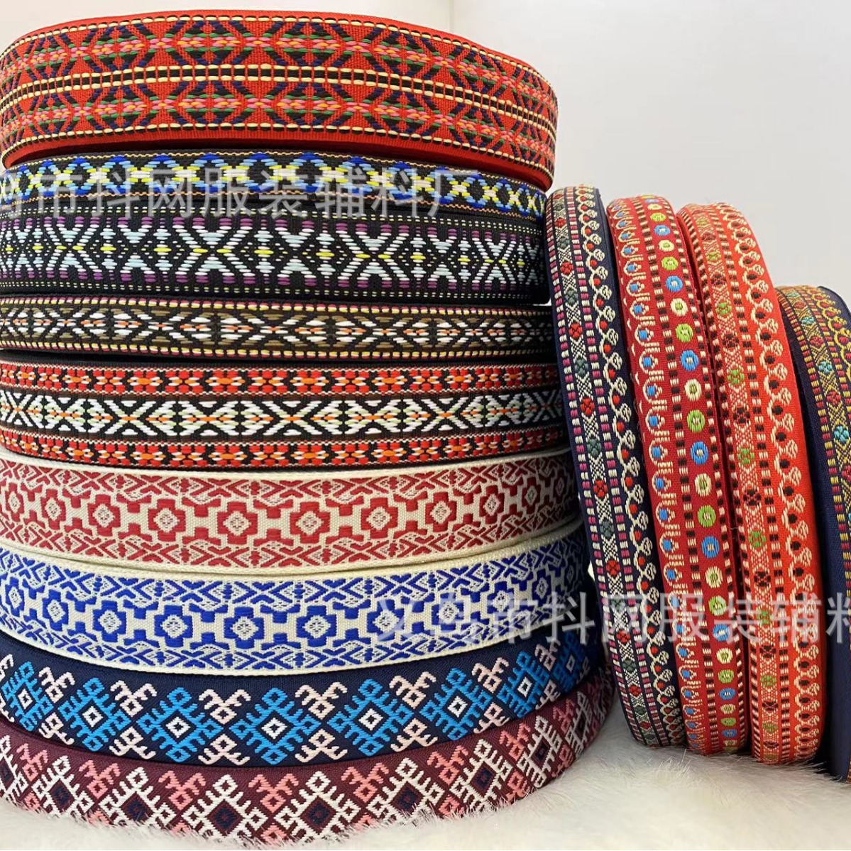 1.0cm -- 3cm vintage jacquard bordado correas cuadriláteros geométricos espectáculo étnico accesorios de vestuario hecho a mano DIY