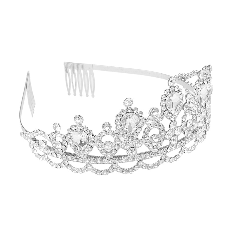 Cross-border European and American wedding headwear, comb water diamond crown, elegant women's wedding dress accessories, crown headwear, direct supply from the headwear manufacturer Item Picture