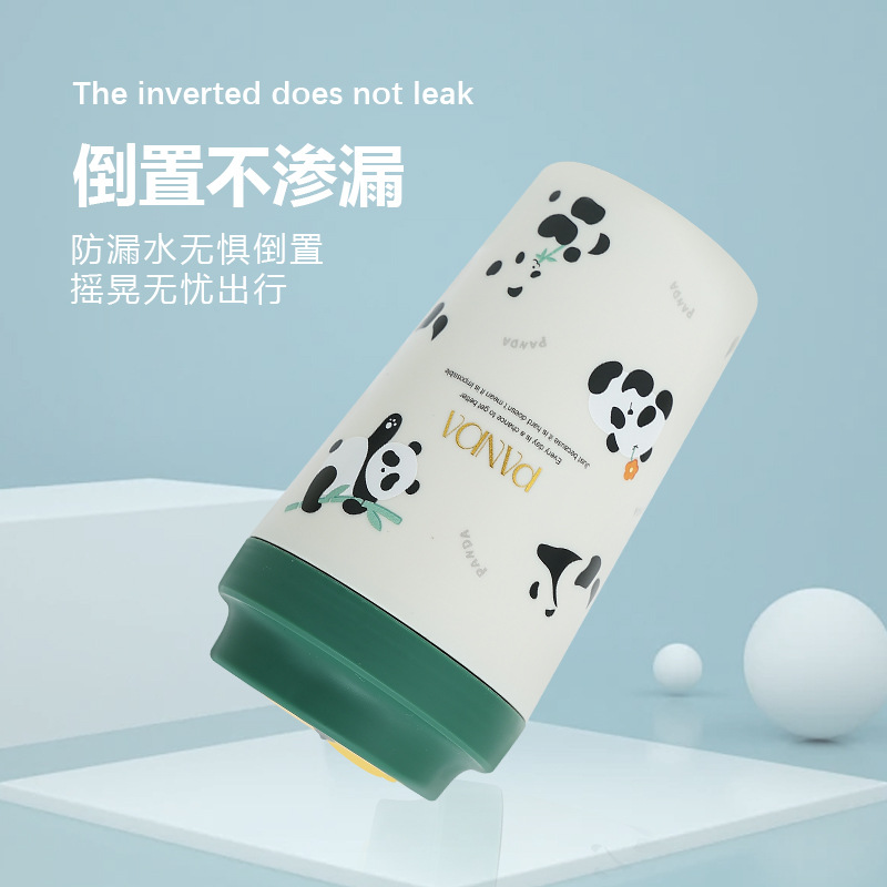 Panda real ceramic inner liner coffee cup, cute female cartoon portable insulated cup, pure children's water cup, Chinese trend style Application Scenario