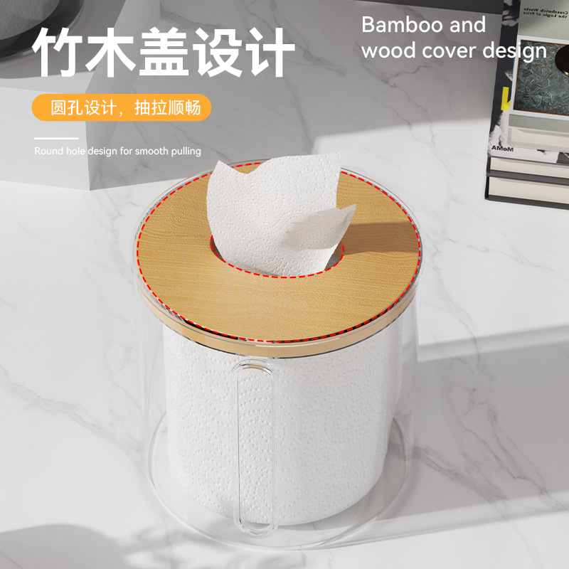 Tissue box, toilet paper box, home living room, Nordic-style round paper roll, dining room, creative table, simple storage box details Picture