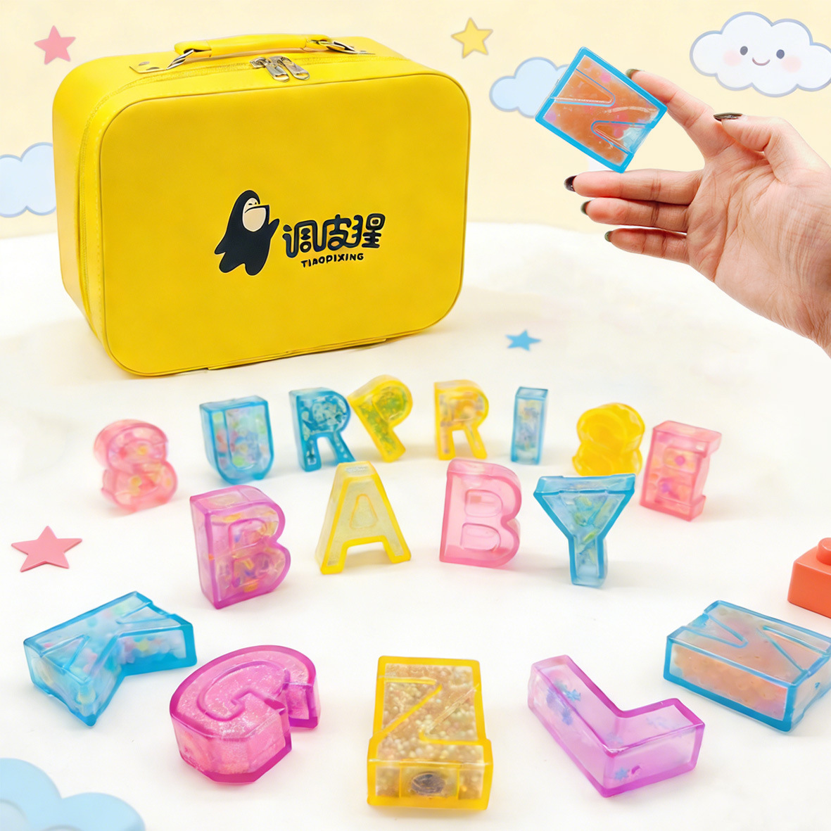 Naughty Planet Party English Gift Set, Soft Rubber Letter Puzzle Toys, Emotional Healing toys details Picture