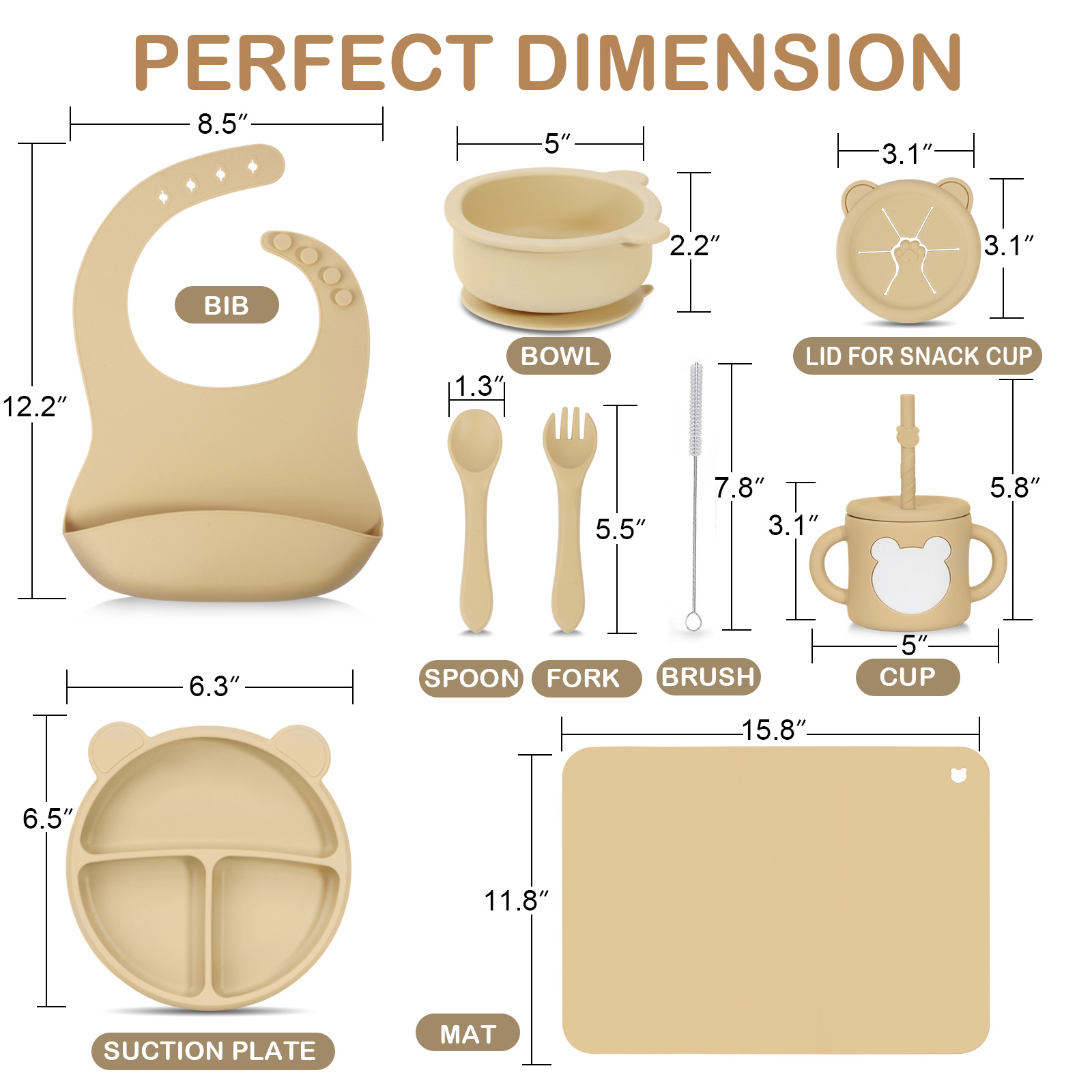 Wholesale of baby silicone bear bowl and tableware sets, fda children's easy-to-wash complementary food bowl and plate sets and tableware wholesale details Picture