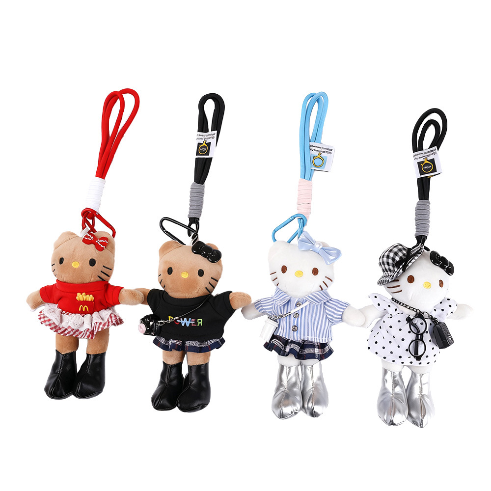 Long-legged kitty plush toy pendants, sweet and cool style dolls, couple backpacks, keychains, accessories, and gifts Item Picture