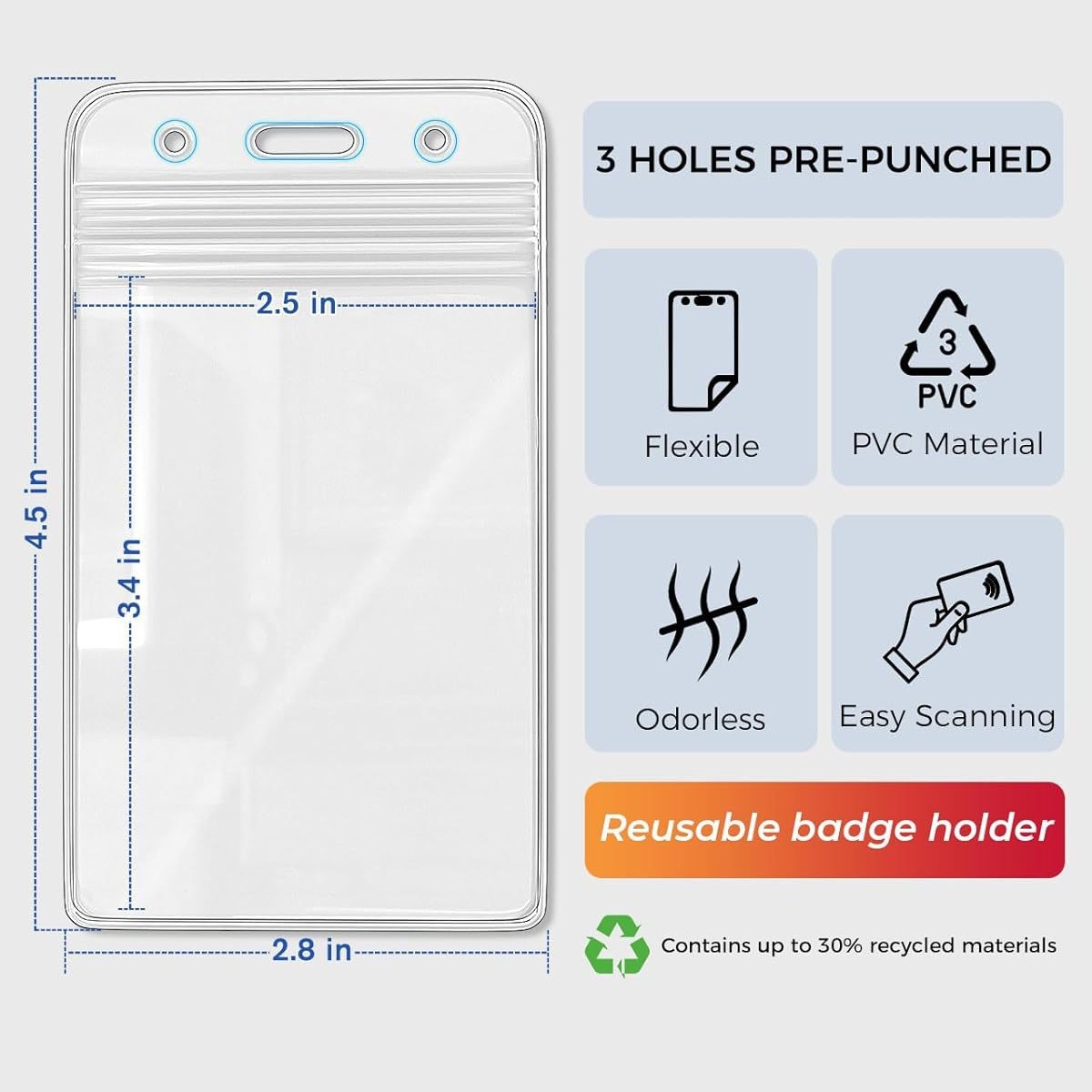 Amazon's best-selling business document lanyards, pvc waterproof card sleeves, soft transparent work ID card soft rubber sleeves details Picture