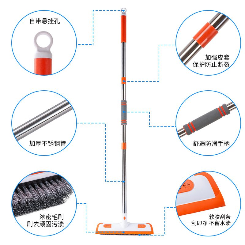 跨境新品家用地板刷浴室清洁刷加大硬毛刷卫生间瓷砖刷刮刷两用白底实物图