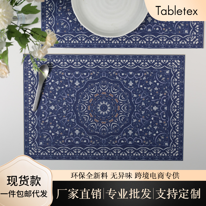 Estera de mesa impresa estera de taza de té de teslin estera de aislamiento de hotel rectangular estera de bol estera de taza de color sólido estera de PVC para el hogar