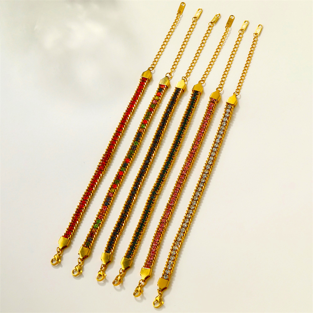 New cross-border bestseller stainless steel color diamond zircon bracelet that doesn't fade, versatile and fashionable, personalized and super dazzling jewelry details Picture