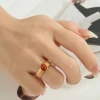 Maillard style high-end tiger's eye open ring, copper alloy real gold electroplated brushed process adjustable ring details Picture