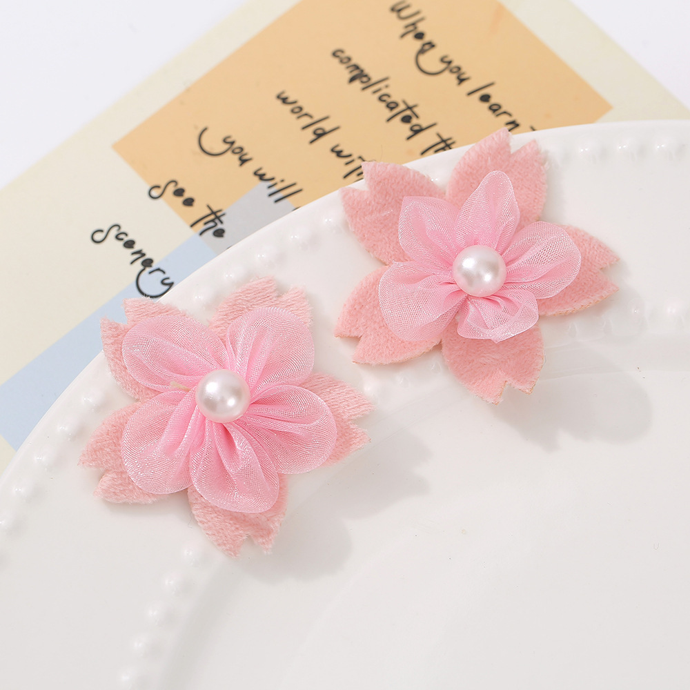 珍珠纱花朵辅料多规格甜美头饰发夹配件手工透明diy服装辅料批发产品图