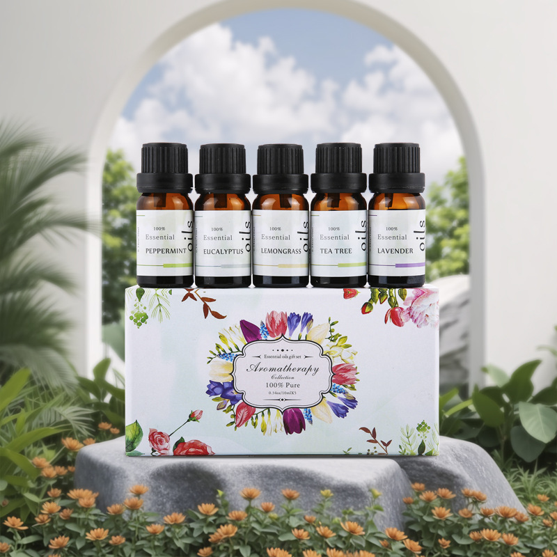 Foreign trade supermarket quality aromatherapy essential oil 10ml rose massage essential oil diffuser stone Humidifier single essential oil set details Picture