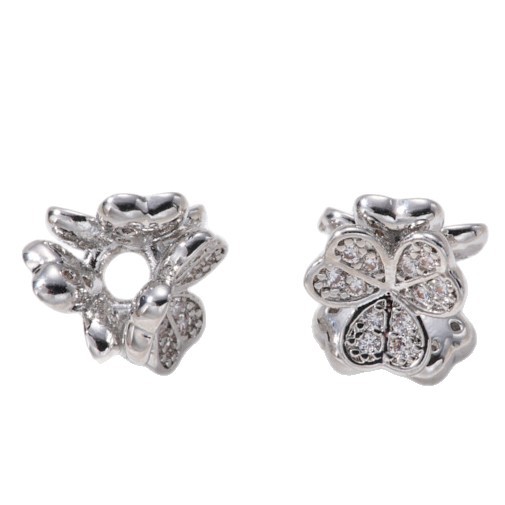 18k zircon beads, double-petal flower holders, DIY jewelry accessories, bracelets, sweater chains, copper accessories wholesale, tulips Item Picture
