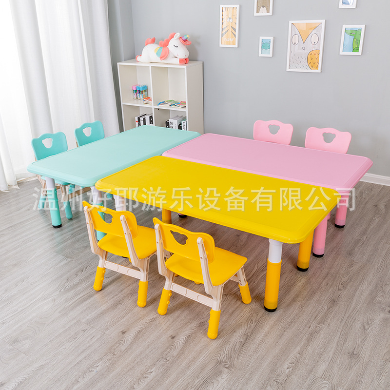 Kindergarten desks and chairs adjustable set, children's desks, study desks, baby desks, writing, eating and playing desks details Picture