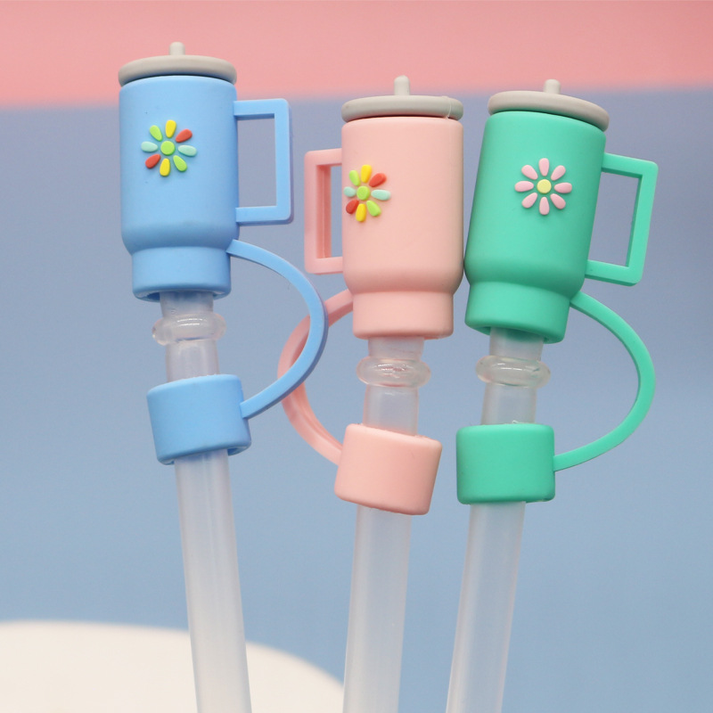 Amazon large-diameter 10mm straw cap, colorful teacup straw dust plug, bubble milk tea straw dust cover details Picture