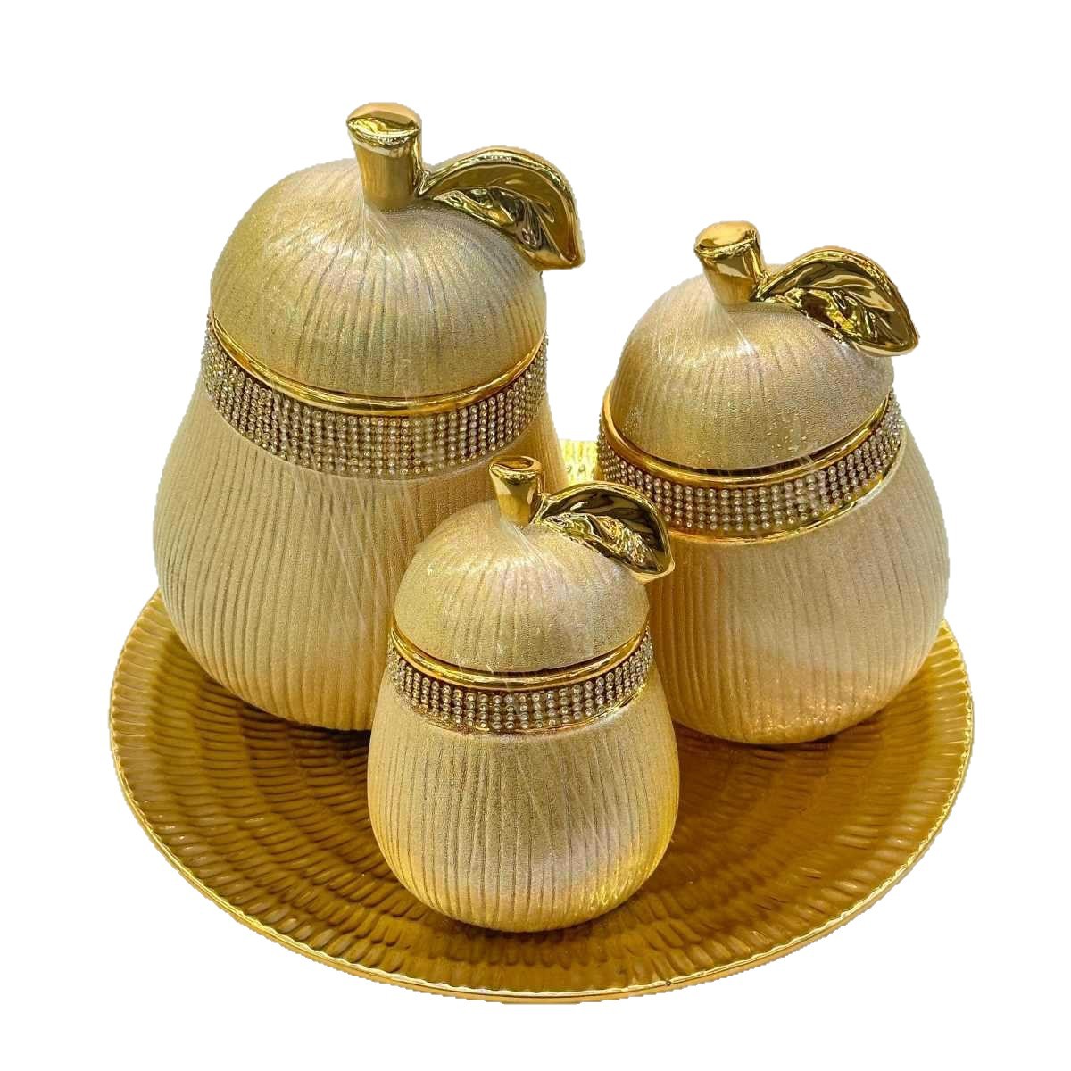 Modern, simple and light luxury electroplated ceramic storage tank, snack and dried fruit storage box, creative golden decorative piece Item Picture