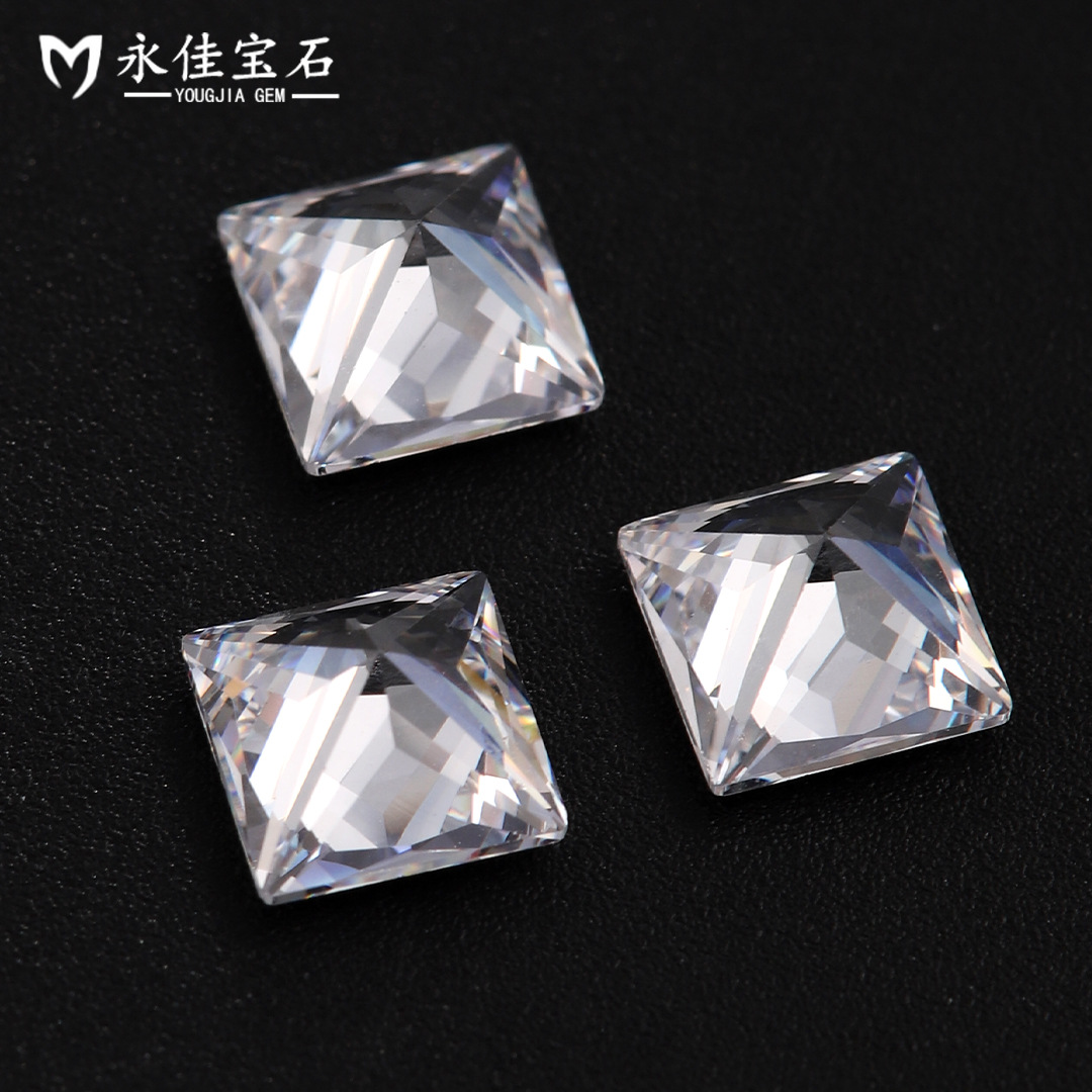 Yongjia Gemstone 5A Right-angle Square White Zircon bare Beads Nail Art Accessory DIY Loose Batch Shiny Specification image