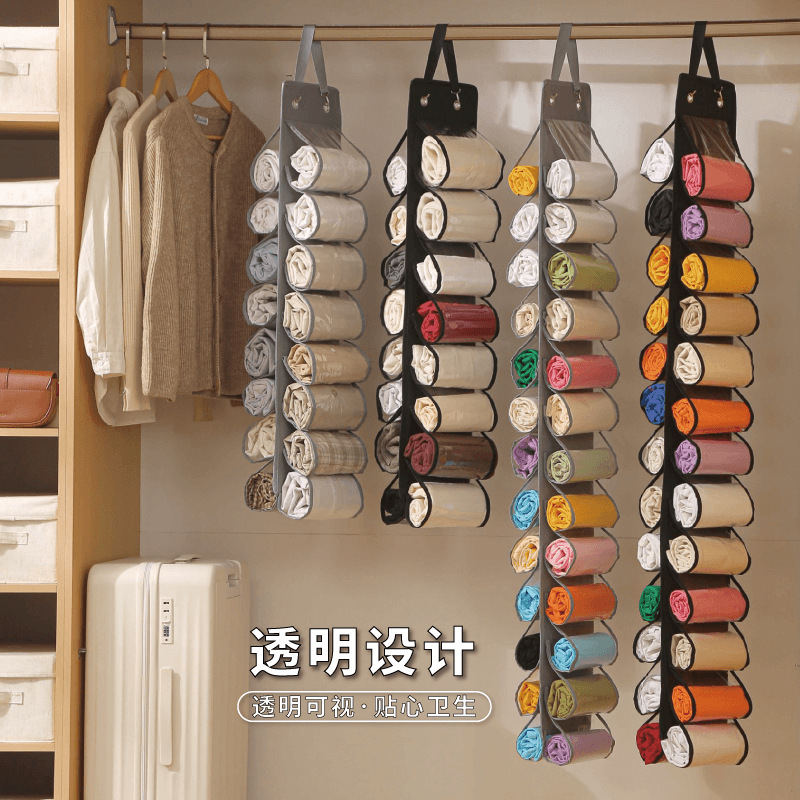 跨境瑜伽服收纳挂袋家用多层衣服内衣储物挂袋双面门后挂式收纳袋