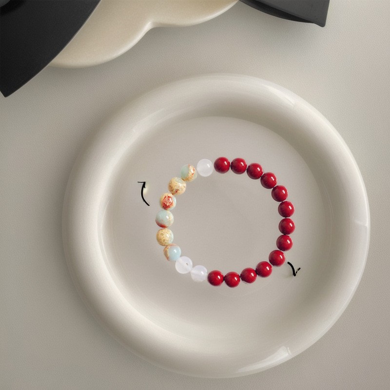 High-end Chinese-style new Chinese-style natural cinnabar bracelet, Kunlun white jade Shoushan stone bracelet, suitable for both men and women Application Scenario