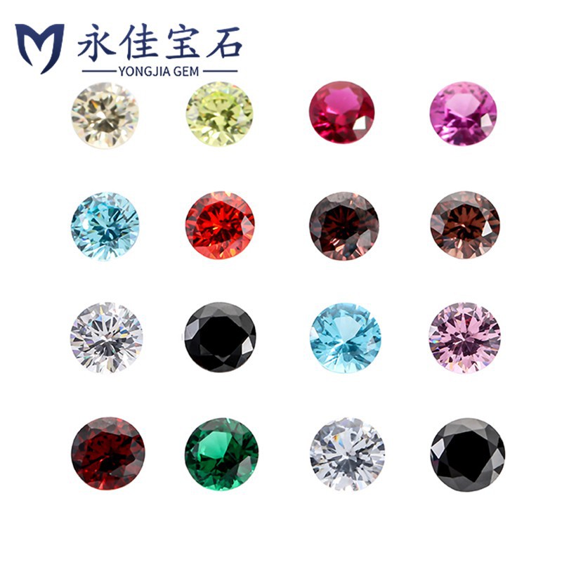 Yongjia Gemstone Round colored Zircon DIY Bare pieces for clothing, nail art, accessories and Zircon beads for bulk export details Picture